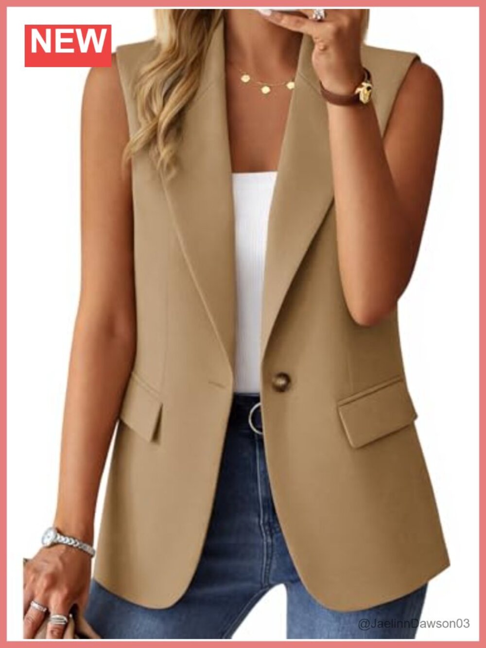 Women's Sleeveless Open Front Lightweight Blazer Vest